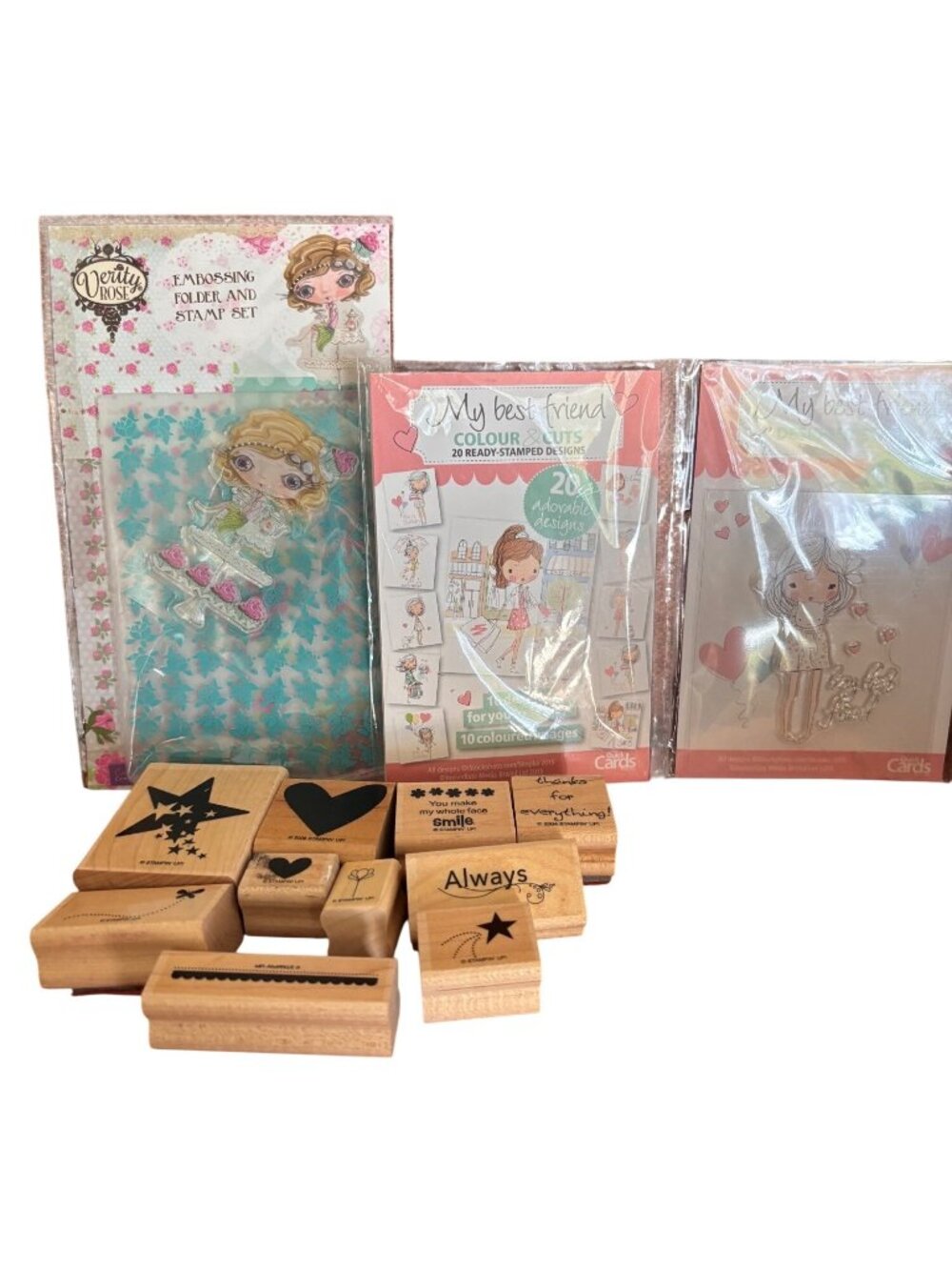 Stampin Up! Wooden Stamps,Rose Emboss Folder Stamp Set, Best Friend Stamps